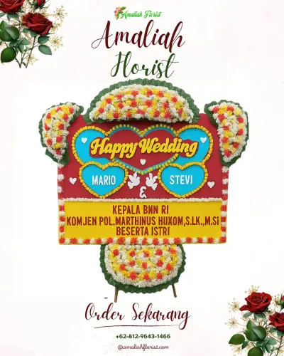 Karangan Papan Bunga Pernikahan di Sinartanjung